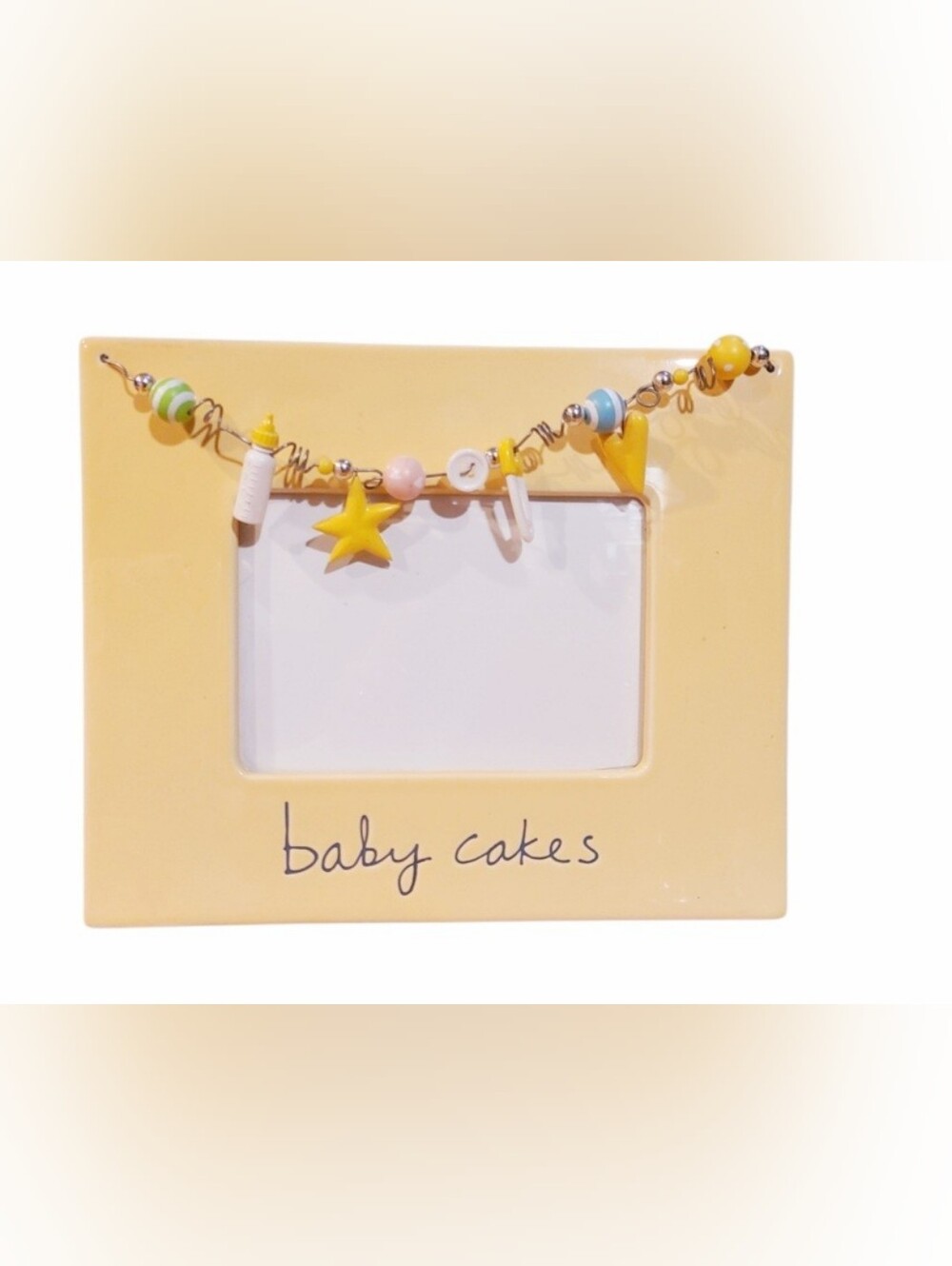 Dept 56 'Baby Cakes' yellow freestanding photo frame Sandra Magsamen Collection